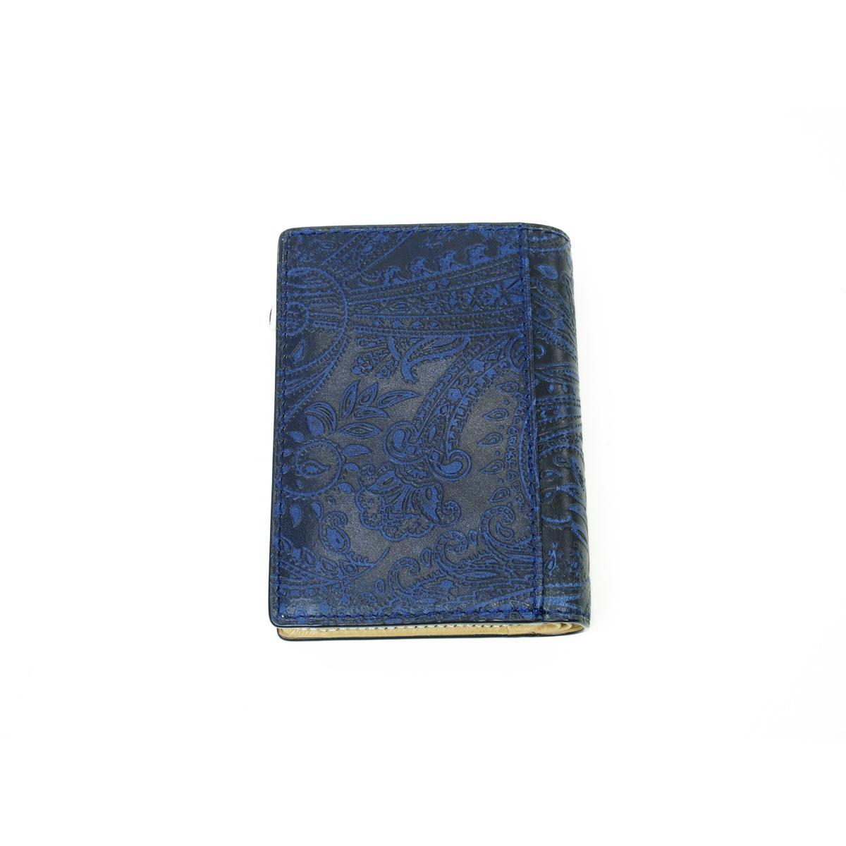 藍染レザー　ペイズリー　ハーフウォレット