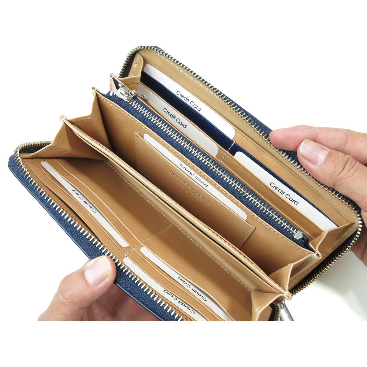 藍染レザー ラウンドファスナー長財布（ペイズリー柄）