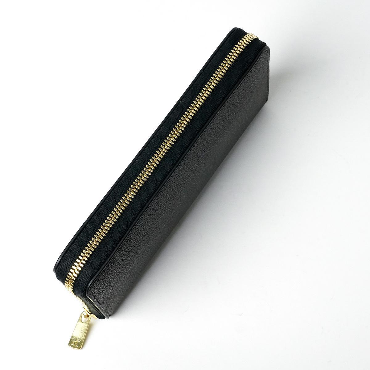 黒桟革 ラウンドファスナー長財布