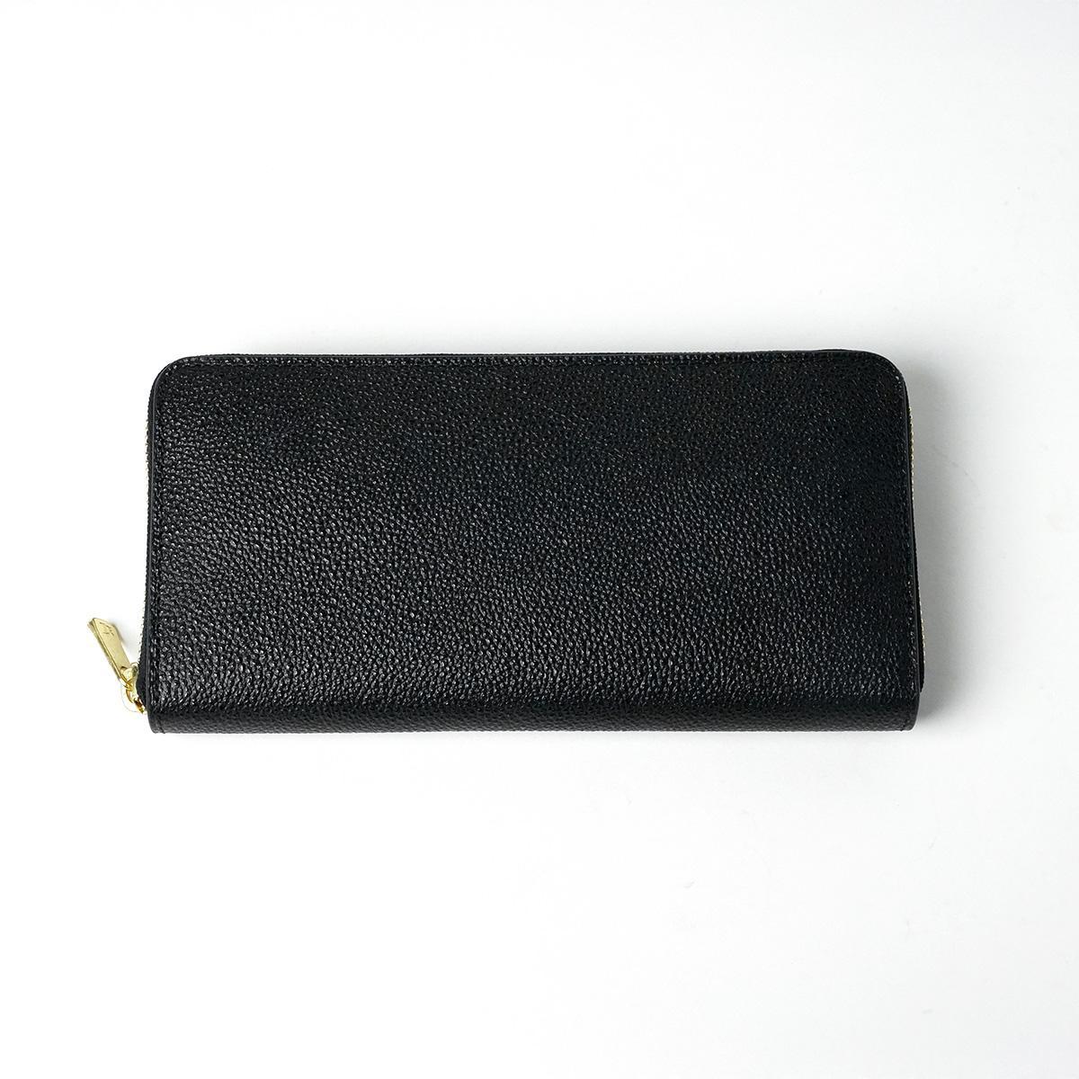黒桟革 ラウンドファスナー長財布
