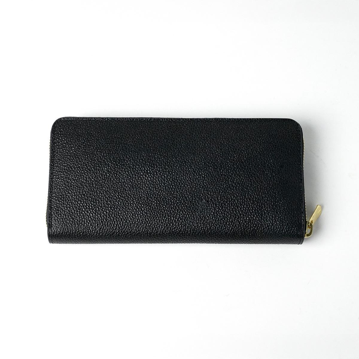 黒桟革 ラウンドファスナー長財布