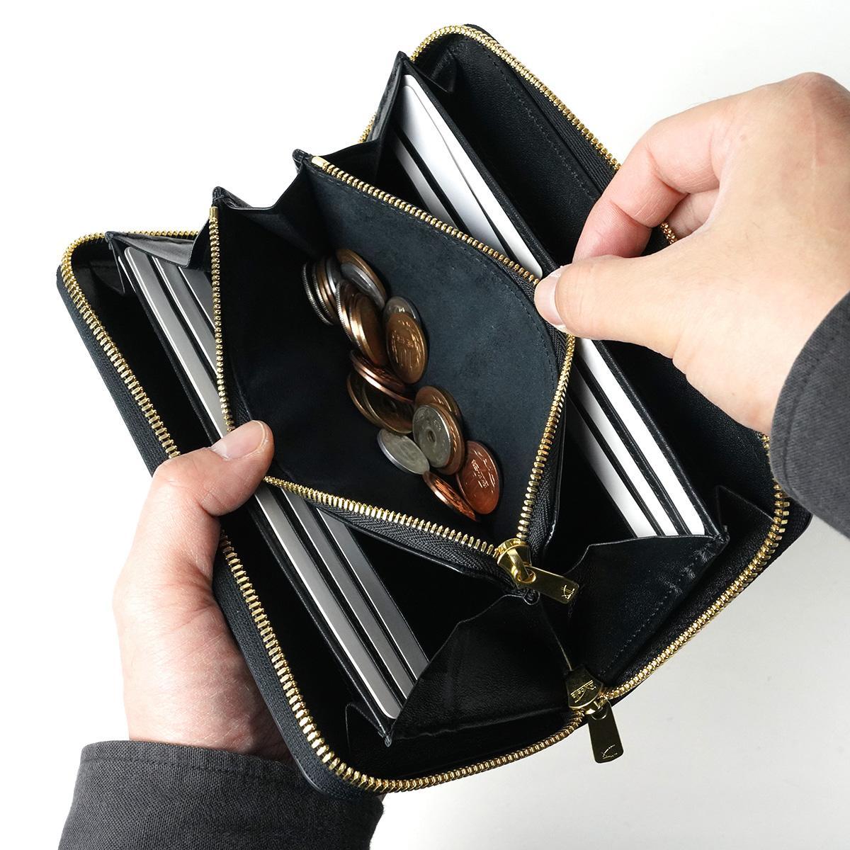 黒桟革 ラウンドファスナー長財布