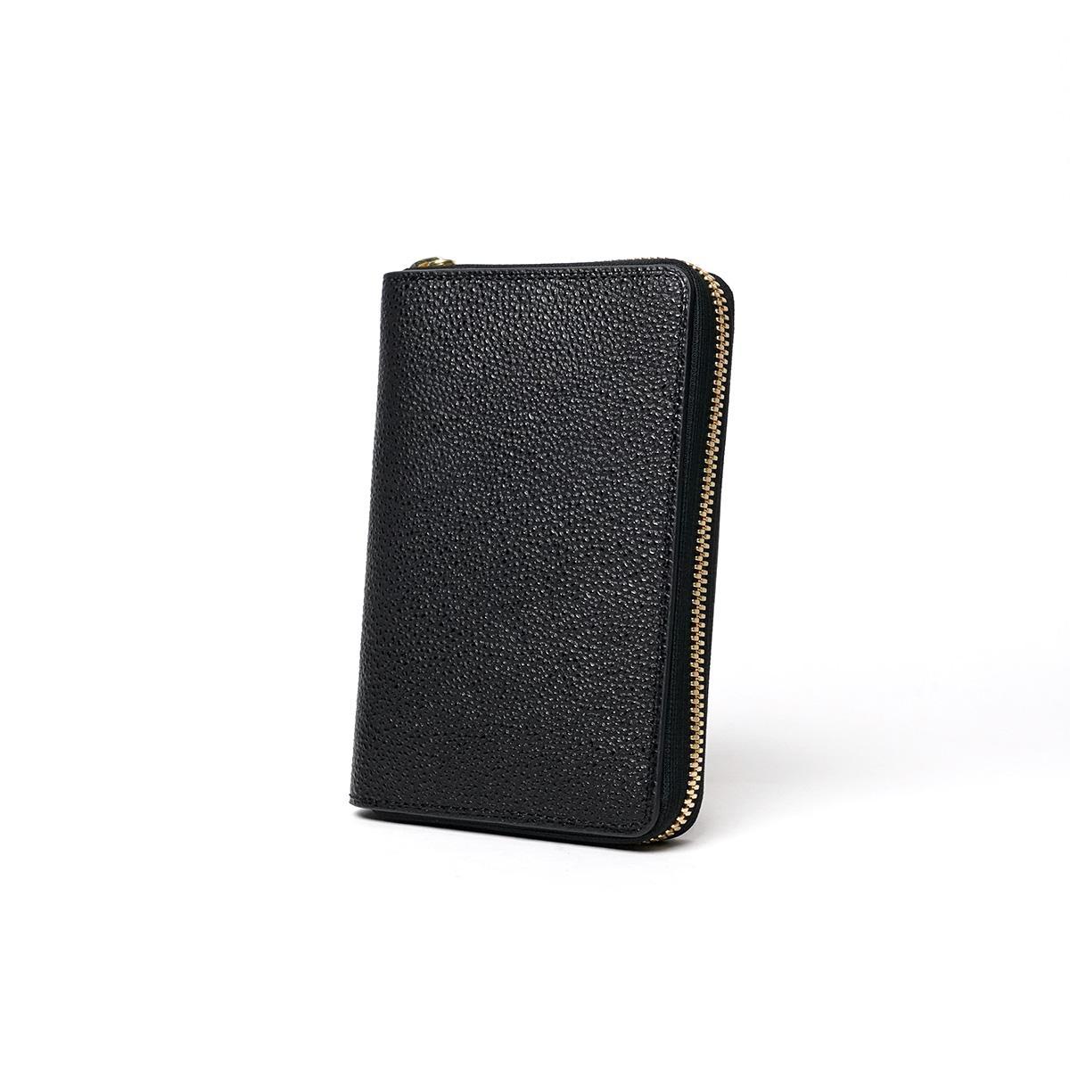 黒桟革 ラウンドファスナーハーフ財布