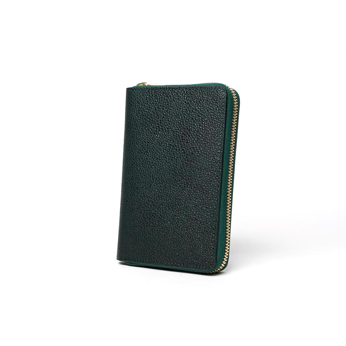 黒桟革 ラウンドファスナーハーフ財布