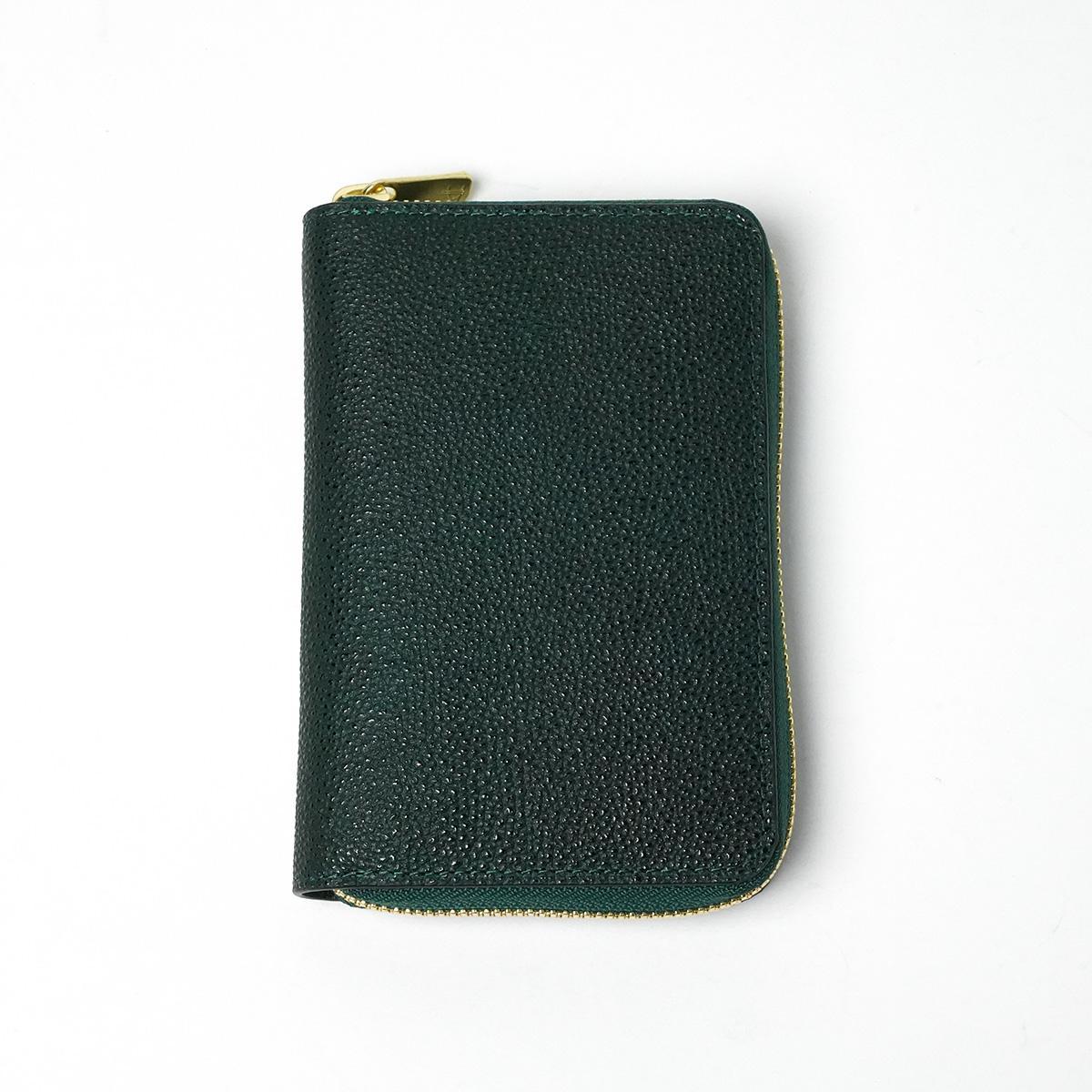 黒桟革 ラウンドファスナーハーフ財布