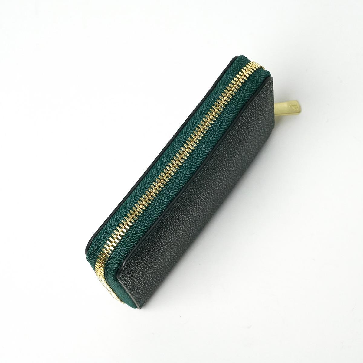 黒桟革 ラウンドファスナーハーフ財布