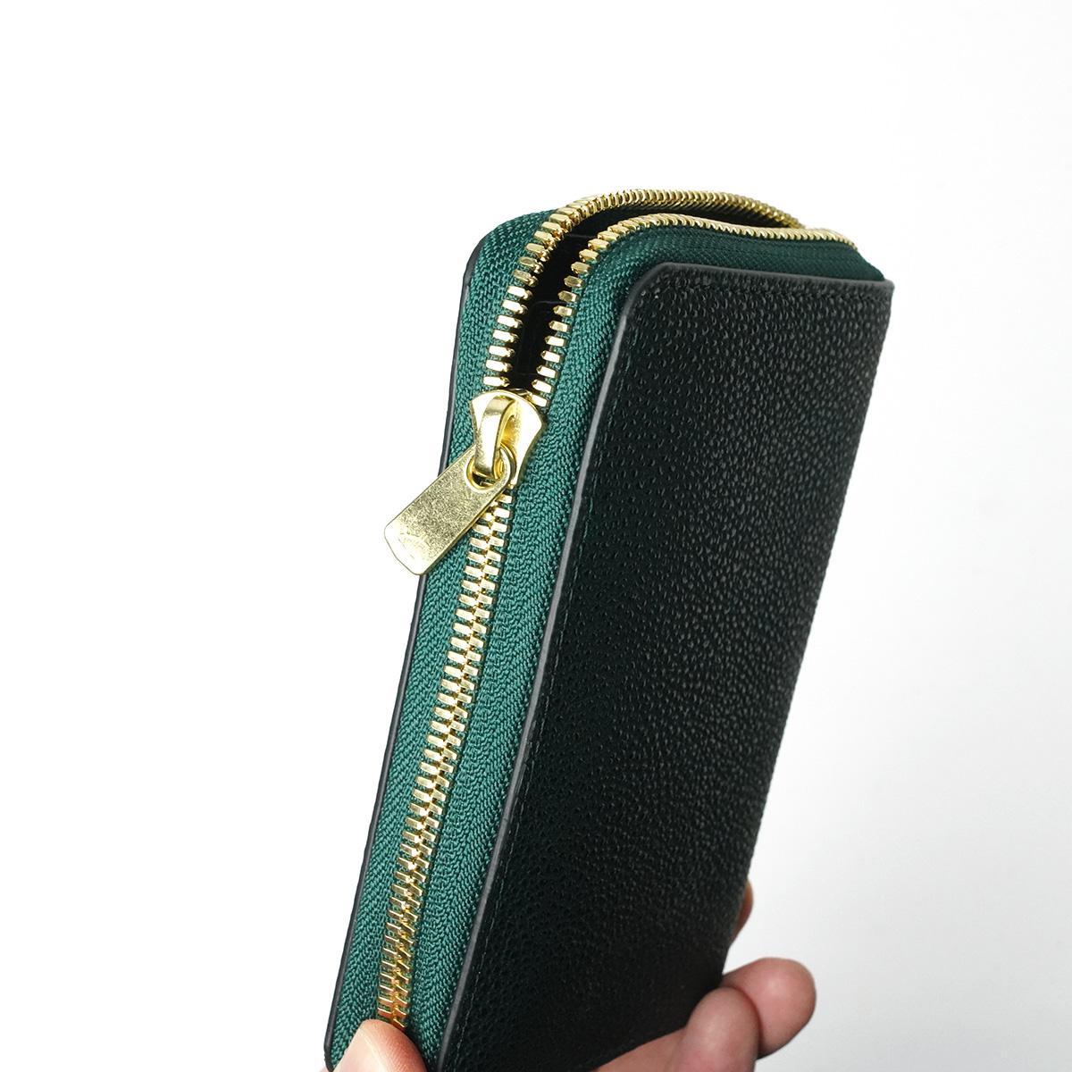 黒桟革 ラウンドファスナーハーフ財布