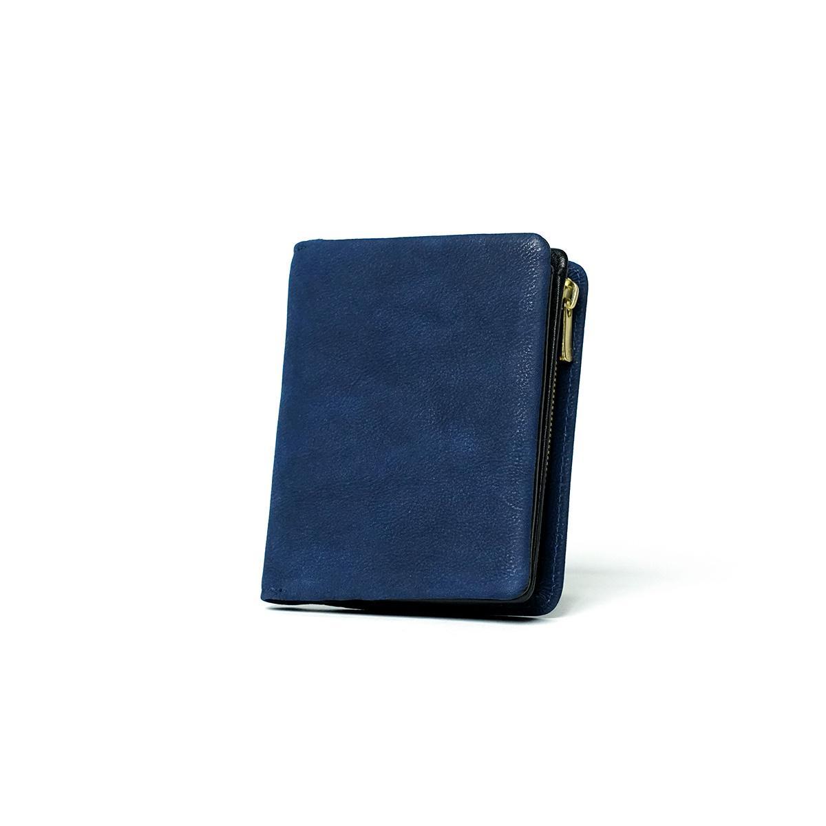 藍染め ヌバック コンパクトハーフ財布