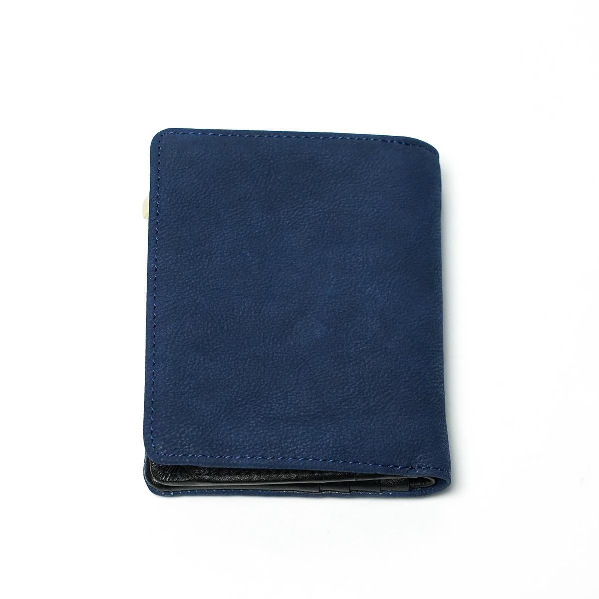 藍染め ヌバック コンパクトハーフ財布