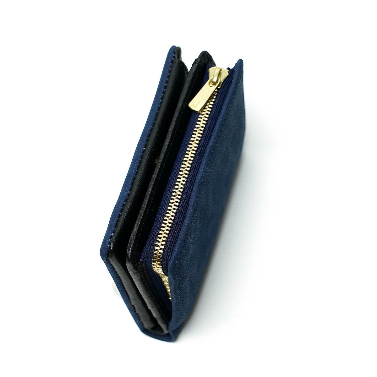 藍染め ヌバック コンパクトハーフ財布