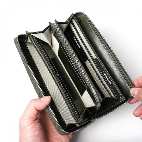 WAXED ELK Leather ラウンドファスナー 長財布