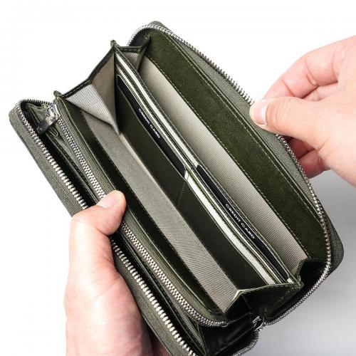 WAXED ELK Leather ラウンドファスナー 長財布