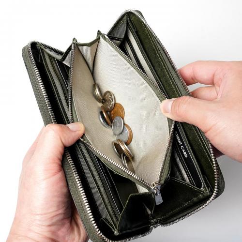 WAXED ELK Leather ラウンドファスナー 長財布