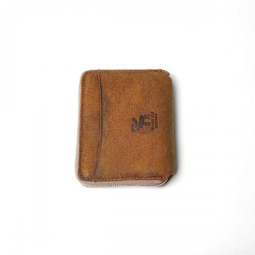 WAXED ELK Leather ラウンドファスナー ミドルウォレット