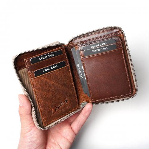 WAXED ELK Leather ラウンドファスナー ミドルウォレット