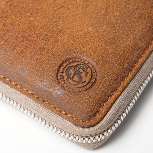 WAXED ELK Leather ラウンドファスナー ミドルウォレット