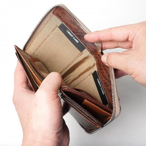 WAXED ELK Leather ラウンドファスナー ミドルウォレット