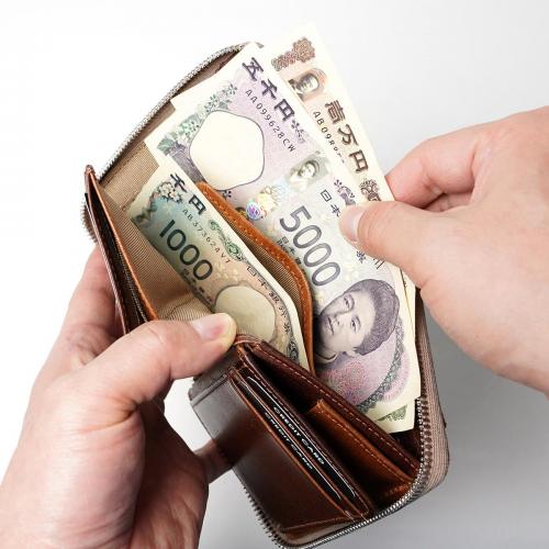 WAXED ELK Leather ラウンドファスナー ミドルウォレット