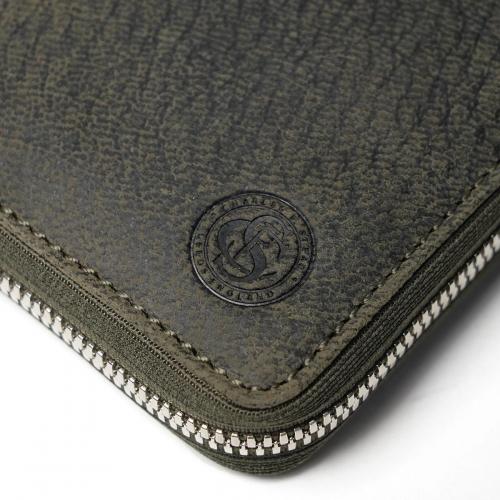 WAXED ELK Leather L字ファスナー ミドルウォレット