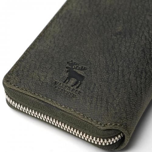 WAXED ELK Leather L字ファスナー ミドルウォレット