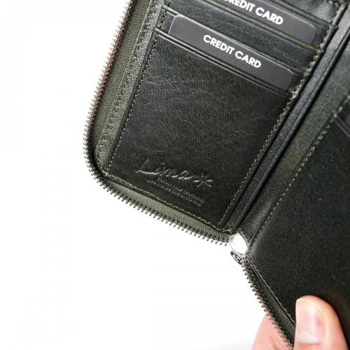 WAXED ELK Leather L字ファスナー ミドルウォレット