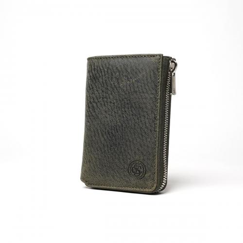 WAXED ELK Leather L字ファスナー ミドルウォレット