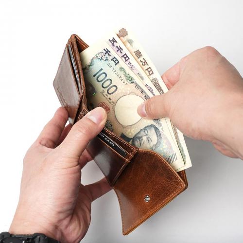 WAXED ELK Leather 三つ折り財布