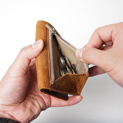 WAXED ELK Leather コンパクト 二つ折り札入れ