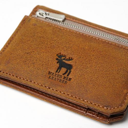 WAXED ELK Leather コンパクト 二つ折り札入れ