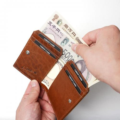 WAXED ELK Leather コンパクト 二つ折り札入れ