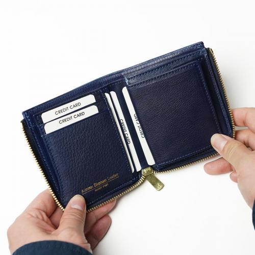 藍染め 象革 (エレファントレザー) L字ファスナー ミニ財布