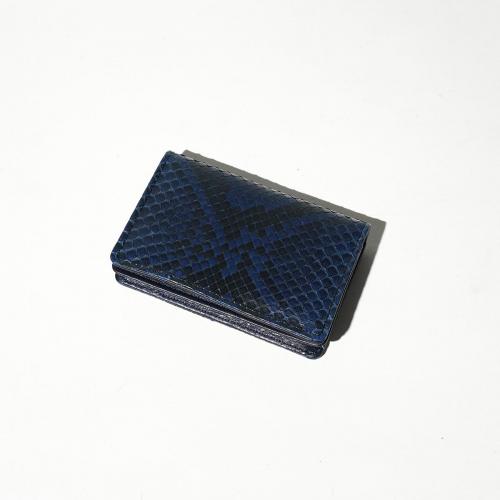 藍染め 蛇革 名刺入れ