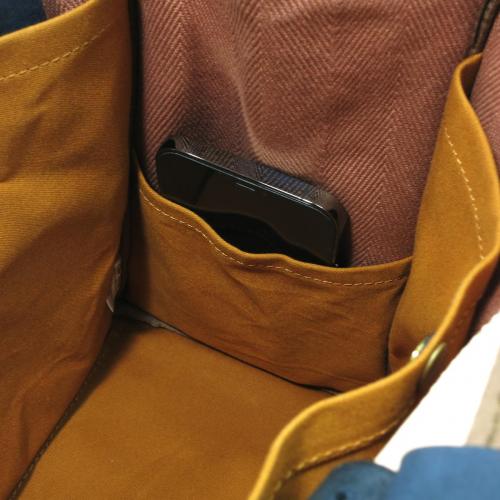 ヘリンボン20oz + カラーヌメ　トートバッグ B5size