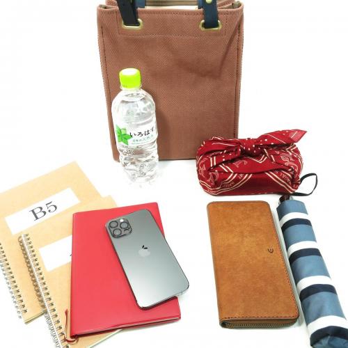 ヘリンボン20oz + カラーヌメ　トートバッグ B5size