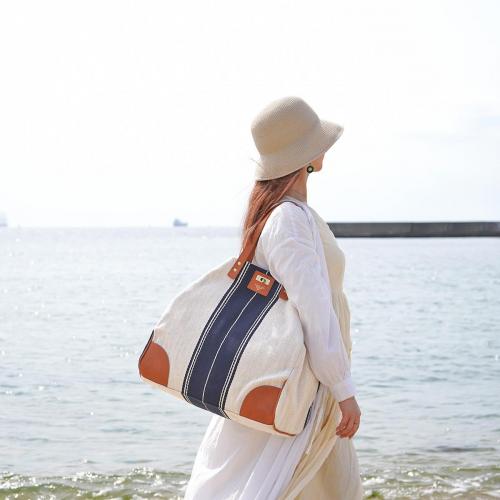 レーヨンリネンヘリンボーントートバッグ