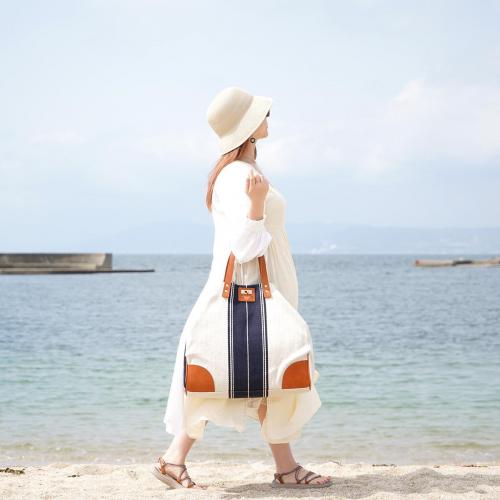 レーヨンリネンヘリンボーントートバッグ