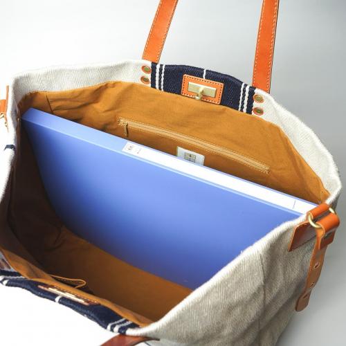 レーヨンリネンヘリンボーントートバッグ