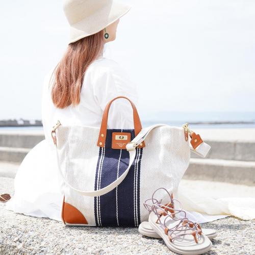 レーヨンリネンヘリンボーン トート＆ショルダーバッグ