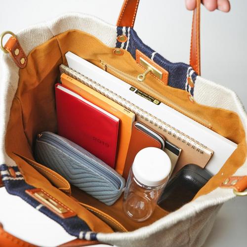 レーヨンリネンヘリンボーン トート＆ショルダーバッグ