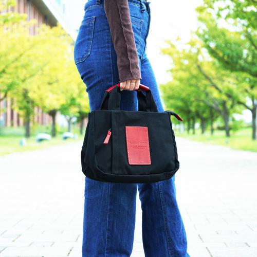 BLACK帆布　3層ミニトートバッグ