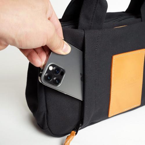 BLACK帆布　3層ミニトートバッグ