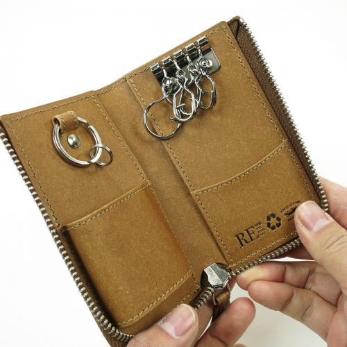 リサイクルレザー　L字ファスナー キーケース