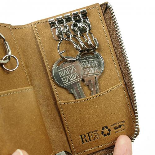 リサイクルレザー　L字ファスナー キーケース