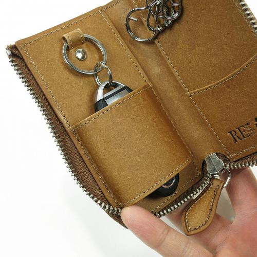 リサイクルレザー　L字ファスナー キーケース