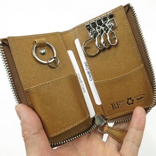 リサイクルレザー　L字ファスナー キーケース