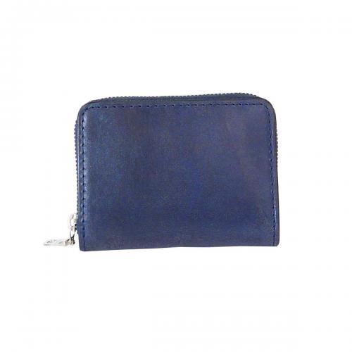 藍染レザー ラウンドファスナー小銭入れ