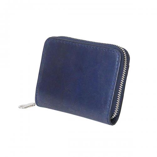 藍染レザー ラウンドファスナー小銭入れ