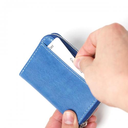 藍染レザー ラウンドファスナー小銭入れ