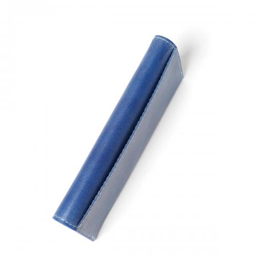 藍染めレザー かぶせ長財布