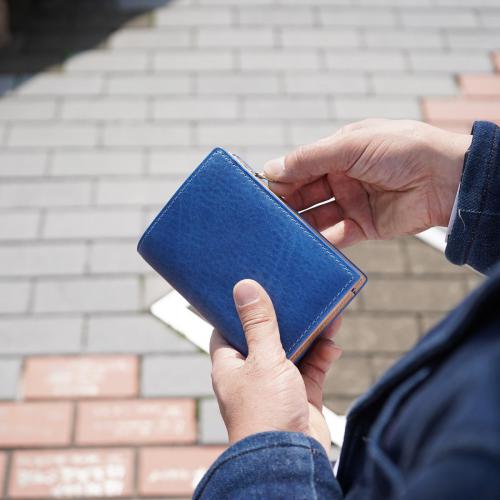 藍染めレザー ハーフ財布